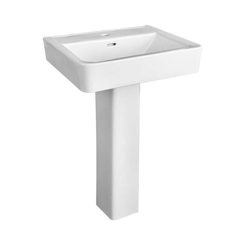 Modern White Square 3 Hole 8 Inch Basin - 0