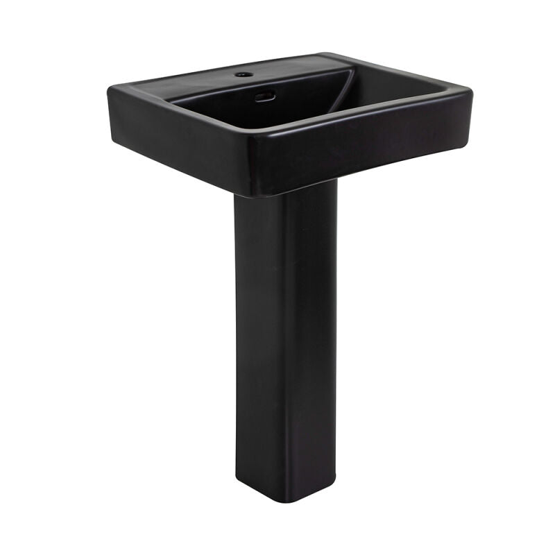 Modern Matte Black Square 1 Hole Basin and Base