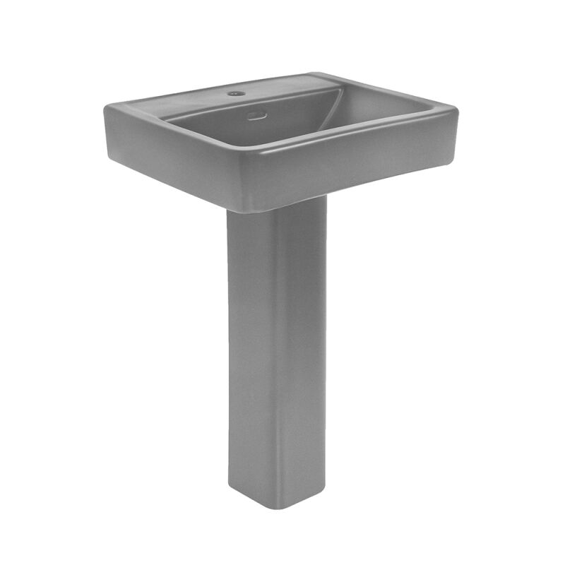 Modern Slate Gray Square 1 Hole Basin and Base