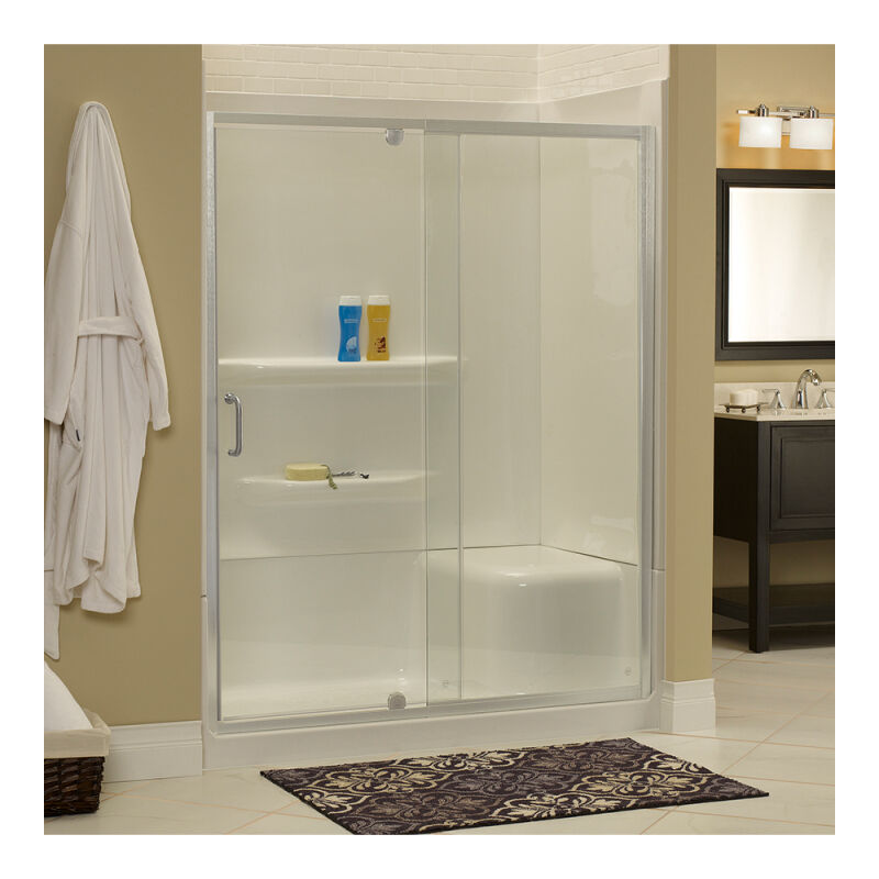 Minimalist 36" to 42"W x 69"H Frameless Pivot Shower Door and Panel 1/4" Clear Glass