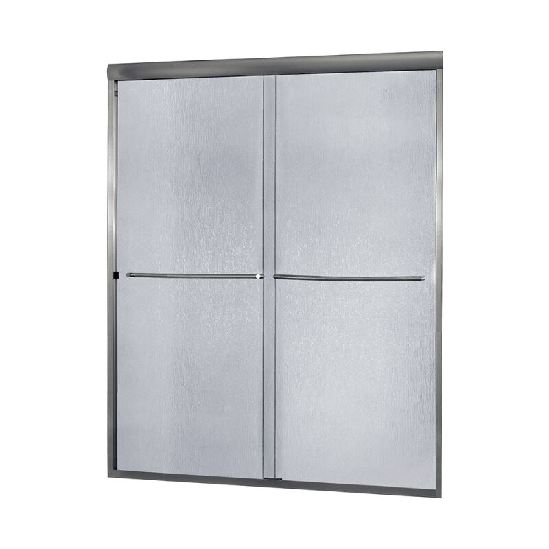 Minimalist 56" to 60"W x 60"H Frameless Sliding Tub Door 1/4" Rain Glass - 0