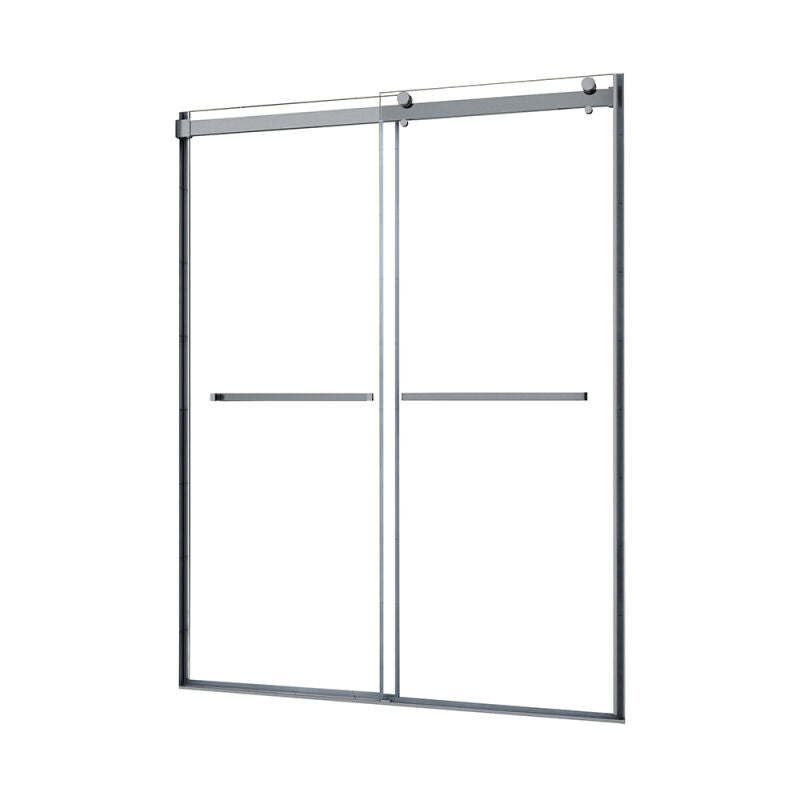 Architectural 55" to 59"W x 76"H Frameless Double Roller Shower Door 5/16" Clear Glass - 0