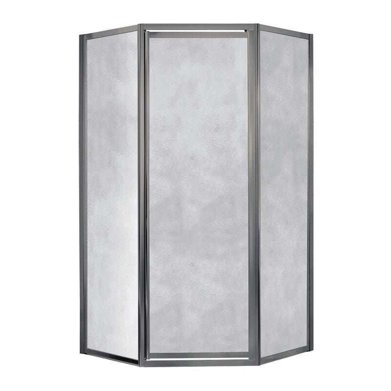 Sophisticated 18-1/2" x 24" x 18-1/2" x 70"H Framed Neo Angle Shower Door Obscure Glass